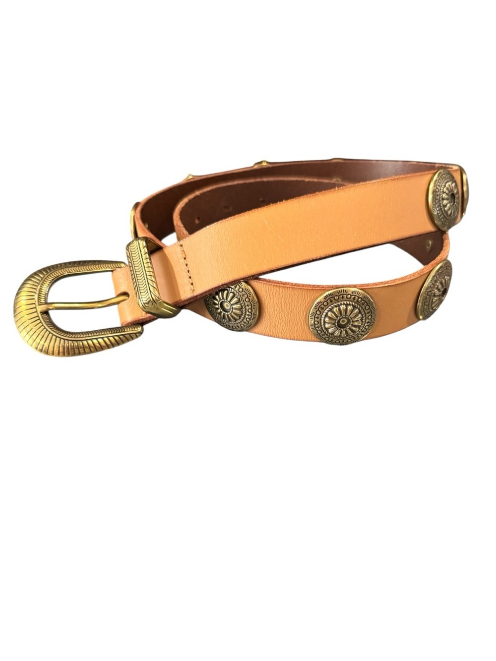 Western Leather Concha Belt Tan